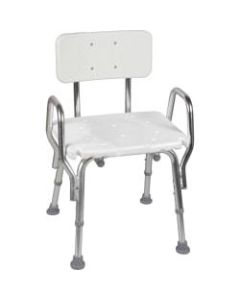 DMI Heavy-Duty Bath And Shower Chair With Arm, Removable Backrest, 28inH x 19inW x 13inD, White