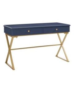 Linon Home Decor Products Amy Home Office Campaign Desk,Blue/Gold