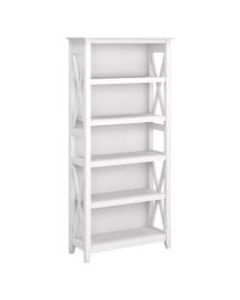 Bush Furniture Key West 5-Shelf Bookcase, Pure White Oak, Standard Delivery