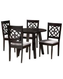 Baxton Studio Eliza Dining Set, 29-15/16inH x 35-7/16inW x 35-7/16inD, Gray/Dark Brown
