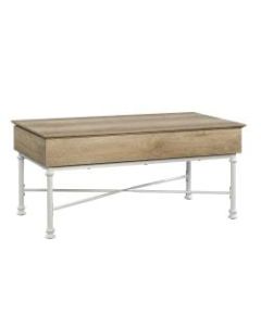 Sauder Canal Street Lift-Top Coffee Table, Rectangular, Coastal Oak/White