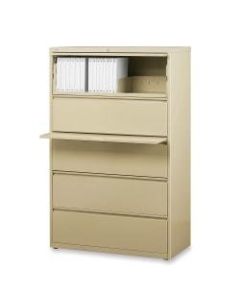 Lorell Fortress 36inW Lateral 5-Drawer File Cabinet, Metal, Putty