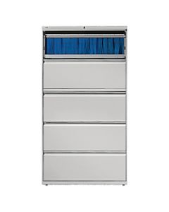 Lorell Fortress 36inW Lateral 5-Drawer File Cabinet, Metal, Light Gray