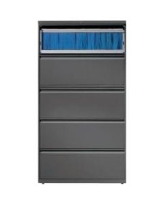 Lorell 36inW Lateral 5-Drawer File Cabinet, Metal, Charcoal