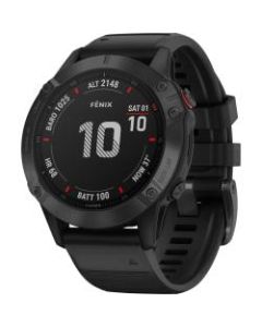 Garmin f&Auml;nix 6 GPS Watch - Wrist - 32 GB - 1.3in - 260 x 260 - Touchscreen - Bluetooth - Wireless LAN - GPS - 336 Hour - Round - 1.85in - Black Case - Black Band - Glass Lens - Fiber Reinforced Polymer, Metal Case