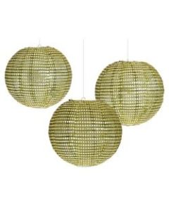 Amscan Sequin Paper Lanterns, 9-1/2in, Gold, Pack Of 3 Lanterns