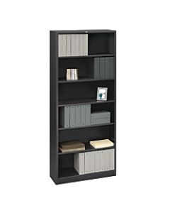 HON Brigade Steel Bookcase, 6 Shelves, Charcoal
