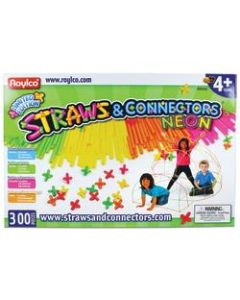 Roylco Straws & Connectors 300-Piece Set, Neon, Pre-K To Grade 8