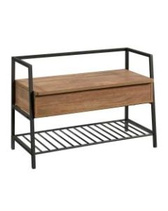 Sauder North Avenue Storage Bench, 24inH x 35-7/16inW x 15-1/2inD, Sindoori Mango/Black
