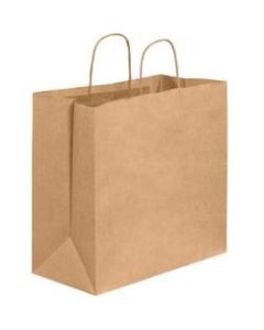 Partners Brand Paper Shopping Bags, 13inH x 7inW x 13inD, Kraft, Case Of 250