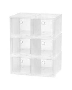 IRIS High Pull Down Front Access Shoe Storage Containers, 12 1/8in x 8 5/8in x 7 1/2in, Clear, Case Of 6