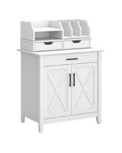 Bush Furniture Key West Secretary Desk With Storage And Desktop Organizers, Pure White Oak, Standard Delivery
