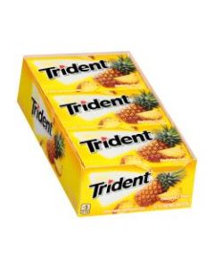 Trident Sugar-Free Pineapple Twist Gum, 14 Pieces Per Pack, Box Of 12 Packs