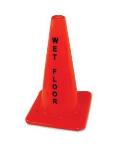 Impact Products Wet Floor Orange Safety Cone - 6 / Carton - Wet Floor Print/Message - 16.6in Width x 18in Height - Cone Shape - Heavy Duty - Vinyl - Orange