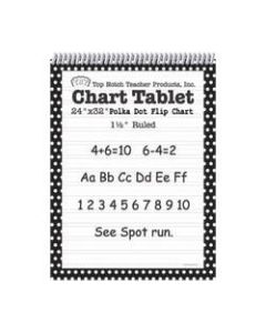 Top Notch Polka Dot Chart Tablets, 24in x 32in, 1 1/2in Ruled, Black, Pack Of 2