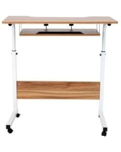 Mind Reader 32inW Height-Adjustable Rolling Laptop Desk, Brown/White