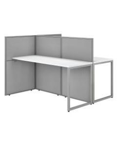 Bush Business Furniture Easy Office 60inW 2-Person Cubicle Desk Workstation With 45inH Panels, Pure White/Silver Gray, Standard Delivery