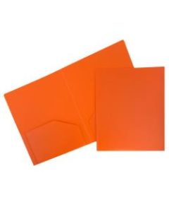 JAM Paper Heavy-Duty 2-Pocket Plastic Presentation Folders, 9in x 12in, Orange, Pack Of 6