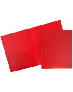 JAM Paper Heavy-Duty 2-Pocket Plastic Presentation Folders, 9in x 12in, Red, Pack Of 6