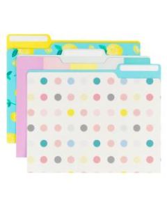 Office Depot Brand Fashion Paper File Folders, Letter Size, Lemons/Stripes/Dots, Assorted Colors, Pack Of 6 Folders