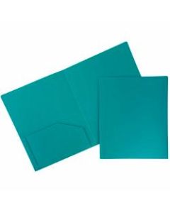 JAM Paper Heavy-Duty 2-Pocket Plastic Presentation Folders, 9in x 12in, Sea Blue, Pack Of 6
