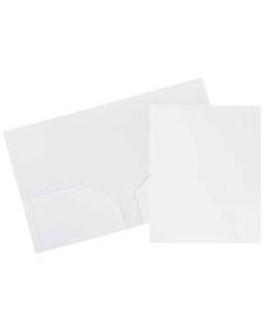 JAM Paper Heavy-Duty 2-Pocket Plastic Presentation Folders, 9in x 12in, White, Pack Of 6