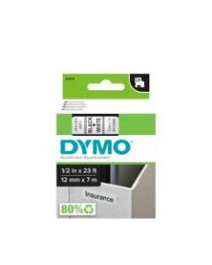 DYMO D1 Self-Adhesive Labeling Tape For LabelManager/LabelWriter Duo, 1/2in x 23ft, Black Ink/White Tape, Pack Of 4