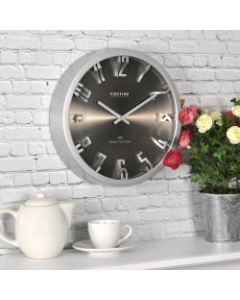 FirsTime Steel Dimension Wall Clock, 10in, Silver
