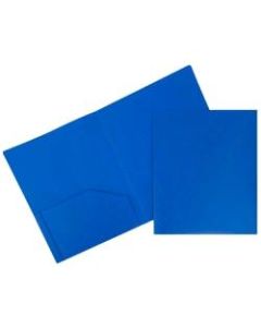 JAM Paper Plastic 2-Pocket POP Folders, 9 1/2in x 11 1/2in, Blue, Pack Of 6