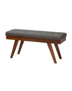 Baxton Studio 9355 Dining Bench, 17-3/4inH x 41-5/16inW x 15-7/16inD, Gray/Walnut