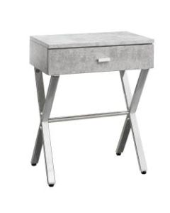 Monarch Specialties Nicole Accent Table, 22-1/4inH x 18-1/4inW x 12inD, Gray Cement/Silver