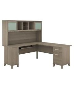 Bush Furniture Somerset L Shaped Desk With Hutch, 72inW, Ash Gray, Standard Delivery