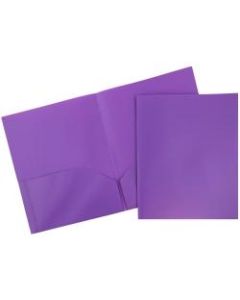 JAM Paper Plastic 2-Pocket POP Folders, 9 1/2in x 11 1/2in, Purple, Pack Of 6