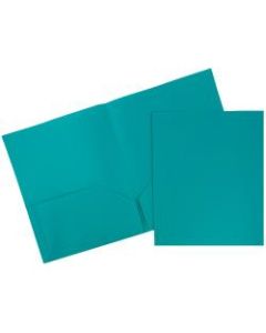 JAM Paper Plastic 2-Pocket School POP Folders, 9 1/2in x 11 1/2in, Teal, Pack Of 6