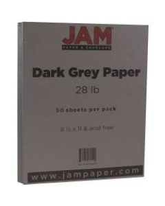 JAM Paper Printer Paper, Letter Size (8 1/2in x 11in), 28 Lb, Dark Gray, Ream Of 50 Sheets