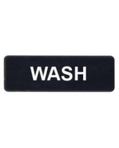 Winco Wash Sign, 9in x 3in, Black/White