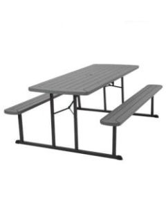 COSCO Bridgeport Outdoor Living Folding Picnic Table, 29inH x 72inW x 57inD, Dark Gray