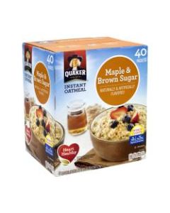 Quaker Instant Oatmeal Packets, Maple And Brown Sugar, Box Of 40 Packets