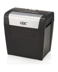 GBC ShredMaster PX06-04 Super Cross-Cut Paper Shredder - Non-continuous Shredder - Super Cross Cut - 6 Per Pass - for shredding Staples, Paper Clip - P-4 - 5.90 ft/min - 9in Throat - 3 Minute Run Time - 3.96 gal Wastebin Capacity - Black, Chrome