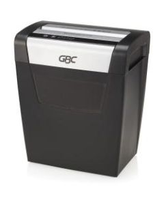 GBC ShredMaster PX12-06 Cross-Cut Paper Shredder - Non-continuous Shredder - Super Cross Cut - 10 Per Pass - for shredding Staples, Paper Clip - P-3 - 5.90 ft/min - 9in Throat - 6 Minute Run Time - 6 gal Wastebin Capacity - Black, Chrome