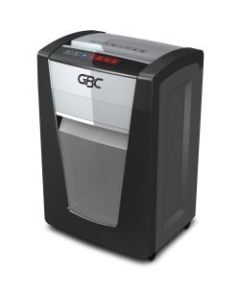 GBC ShredMaster SM15-08 Micro-Cut Shredder - Non-continuous Shredder - Micro Cut - 15 Per Pass - for shredding Paper, Staples, Paper Clip - P-5 - 4 Hour Run Time - 8 gal Wastebin Capacity - Black, Chrome