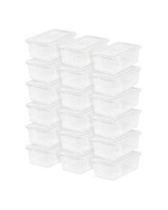 IRIS Plastic Storage Containers, 6 Quarts, 4 7/8in x 8 1/4in x 14 1/4in, Clear, Case Of 18