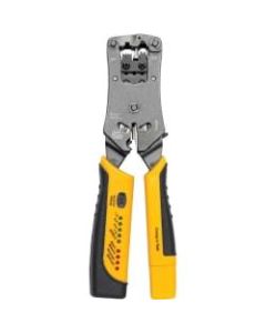 Tripp Lite RJ11/RJ12/RJ45 Wire Crimper with Built-in Cable Tester - Black, Yellow - Ergonomic Design, Non-slip Handle, LED Light, Secure Grip