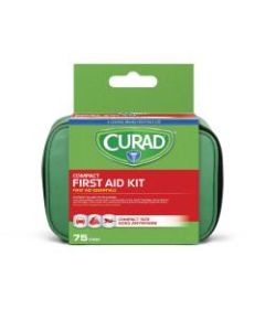 CURAD First Aid Kits, 75 Pieces, 7 1/4inH x 5 1/4inW x 7 3/16inD, Green, Pack Of 6