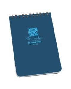 Rite in the Rain All-Weather Spiral Notebooks, Top, 4in x 6in, 100 Pages (50 Sheets), Blue, Pack Of 12 Notebooks