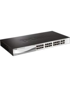 D-Link WebSmart DGS-1210-28 Ethernet Switch - 24 Ports - Manageable - Gigabit Ethernet - 10/100/1000Base-T, 1000Base-X - 2 Layer Supported - 4 SFP Slots - Power Supply - Twisted Pair, Optical Fiber