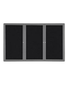 Ghent Ovation 3-Door Bulletin Board, Fabric, 48in x 72in, Black, Gray Aluminum Frame