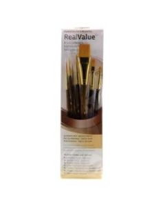 Princeton Real Value Short-Handled Brush Set Series 9141, Assorted Sizes, Assorted Bristles, Synthetic, Dark Brown, Set of 7