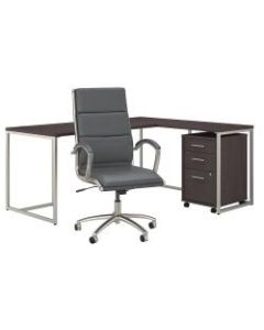 kathy ireland Office by Bush Business Furniture Method 72inW L-Shaped Desk With Mobile File Cabinet And High-Back Office Chair, Storm Gray, Premium Installation