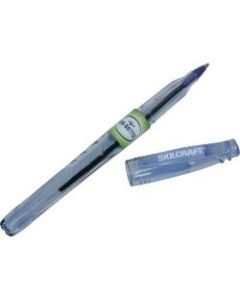 SKILCRAFT Fine Point Blue Ink Ballpoint Stick Pen - Fine Pen Point - Blue - Transparent Blue Barrel - 12 / Dozen